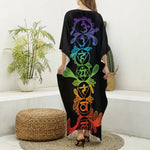 Seven Spiritual Chakras Print Silk V-Neck Kaftan Dress