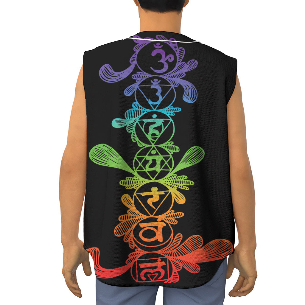 Seven Spiritual Chakras Print Sleeveless Baseball Jersey