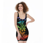 Seven Spiritual Chakras Print Sleeveless Bodycon Dress
