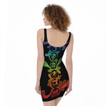 Seven Spiritual Chakras Print Sleeveless Bodycon Dress