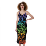 Seven Spiritual Chakras Print Slim Fit Midi Cami Dress