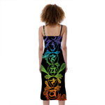 Seven Spiritual Chakras Print Slim Fit Midi Cami Dress