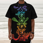 Seven Spiritual Chakras Print Textured Short Sleeve Shirt