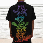 Seven Spiritual Chakras Print Textured Short Sleeve Shirt
