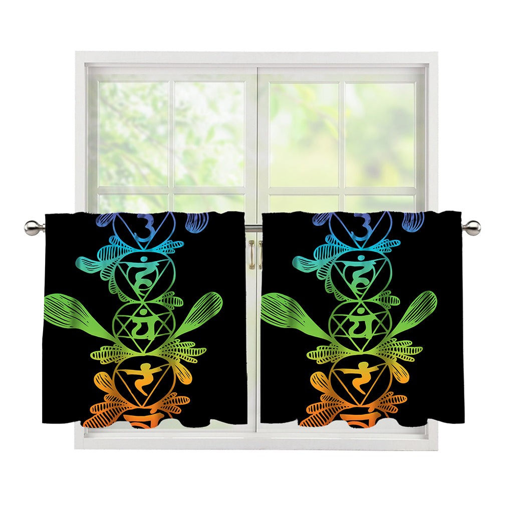 Seven Spiritual Chakras Print Tier Curtains