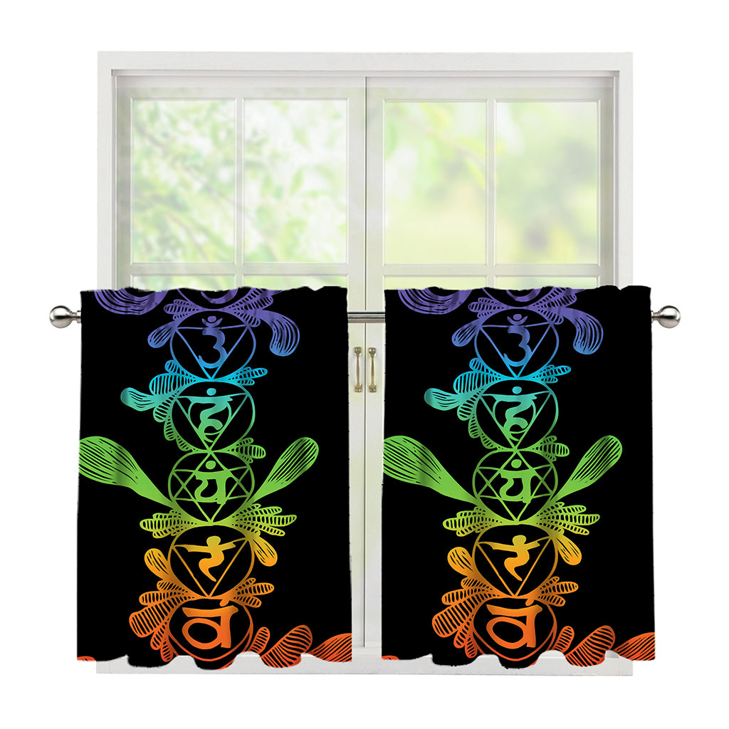 Seven Spiritual Chakras Print Tier Curtains