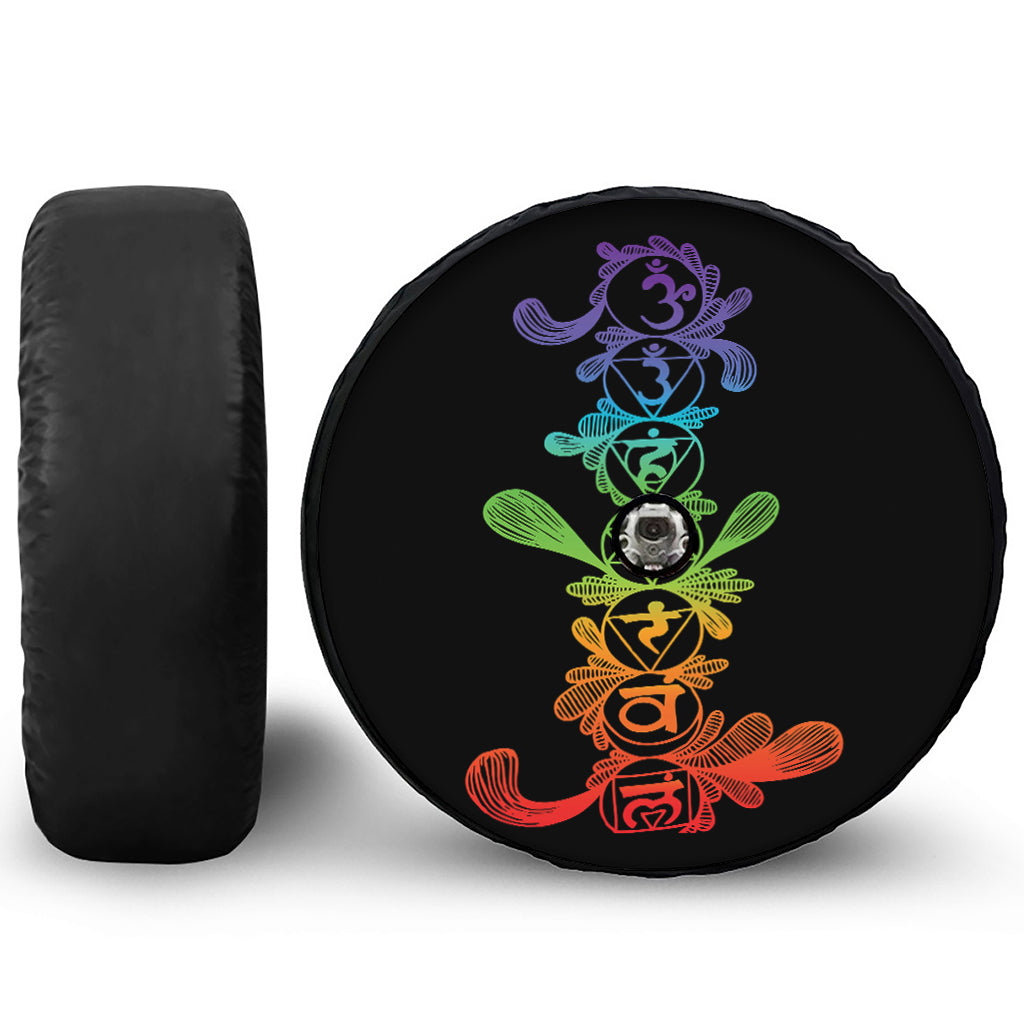 Seven Spiritual Chakras Print Tire Cover With Camera Hole