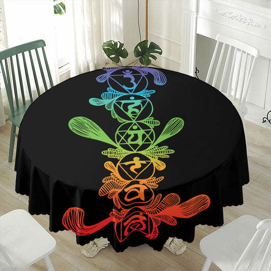 Seven Spiritual Chakras Print Waterproof Round Tablecloth