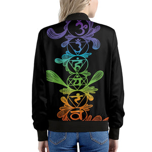 Seven Spiritual Chakras Print Women's Bomber Jacket