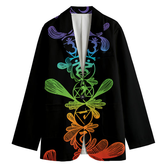 Seven Spiritual Chakras Print Women's Cotton Blazer