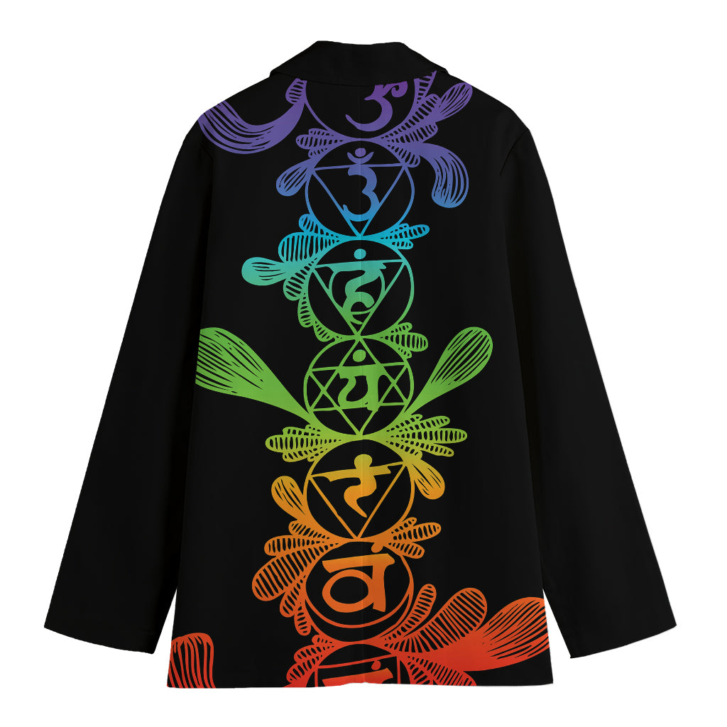 Seven Spiritual Chakras Print Women's Cotton Blazer