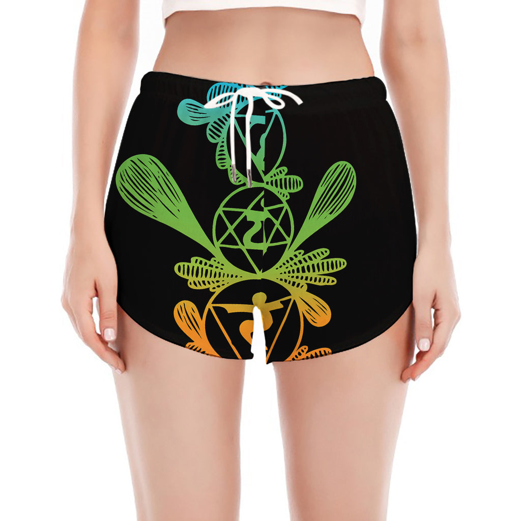 Seven Spiritual Chakras Print Women's Split Running Shorts