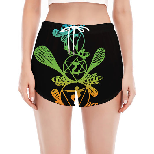 Seven Spiritual Chakras Print Women's Split Running Shorts