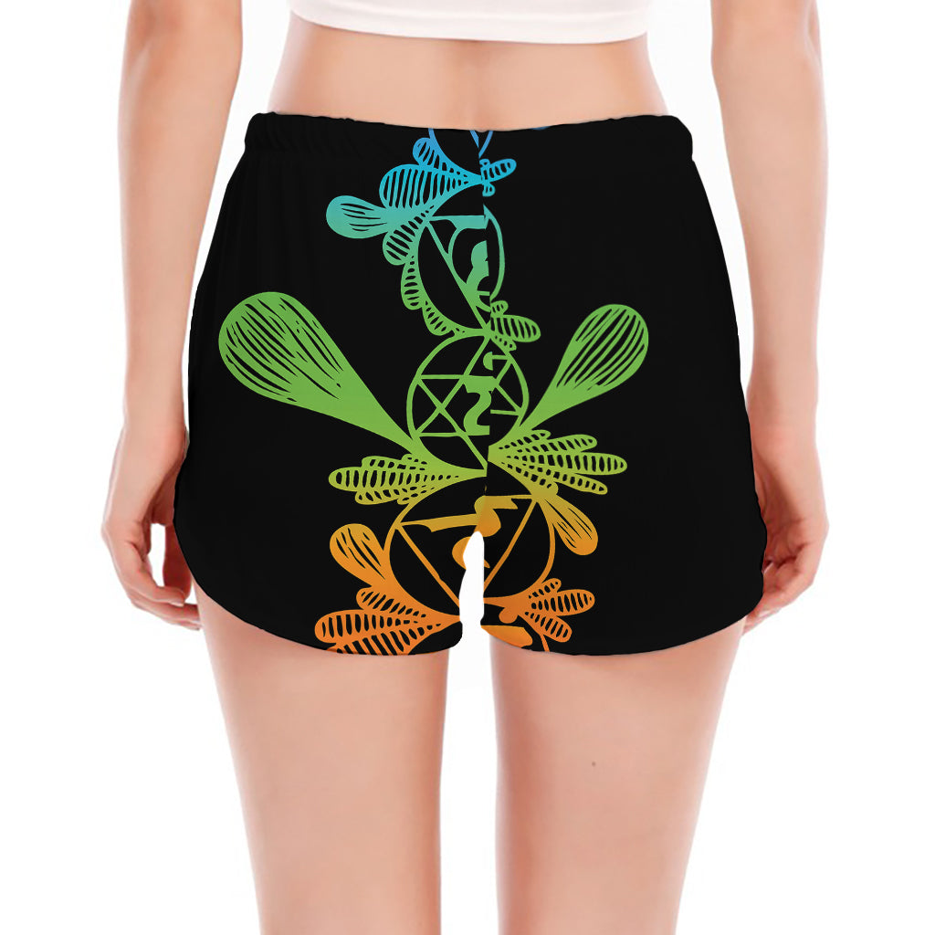Seven Spiritual Chakras Print Women's Split Running Shorts