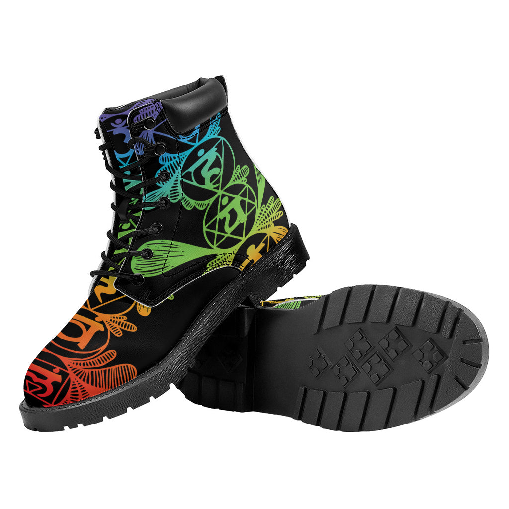 Seven Spiritual Chakras Print Work Boots