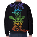 Seven Spiritual Chakras Print Zip Sleeve Bomber Jacket