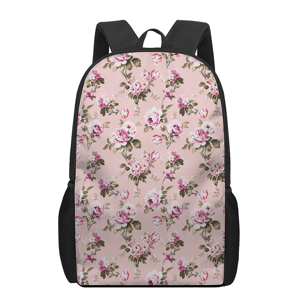 Shabby Chic Vintage Floral Print 17 Inch Backpack