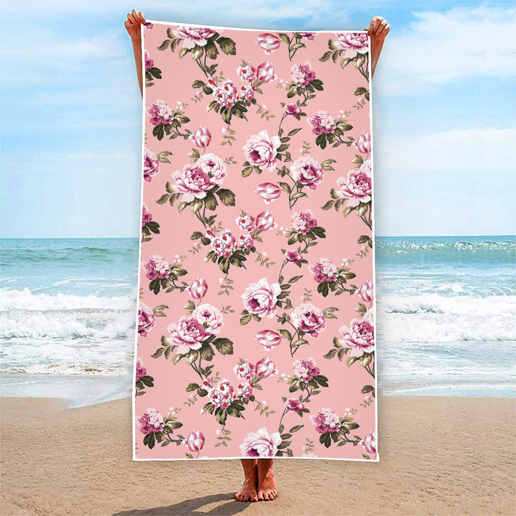 Shabby Chic Vintage Floral Print Beach Towel