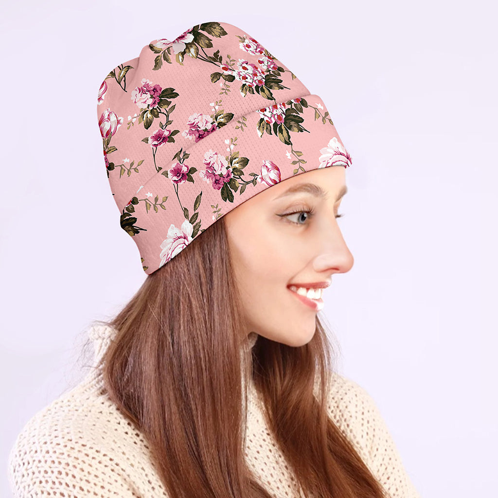 Shabby Chic Vintage Floral Print Beanie
