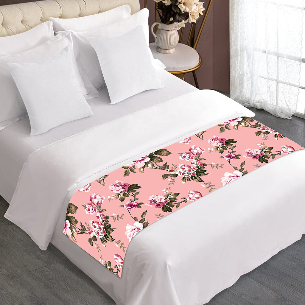 Shabby Chic Vintage Floral Print Bed Runner