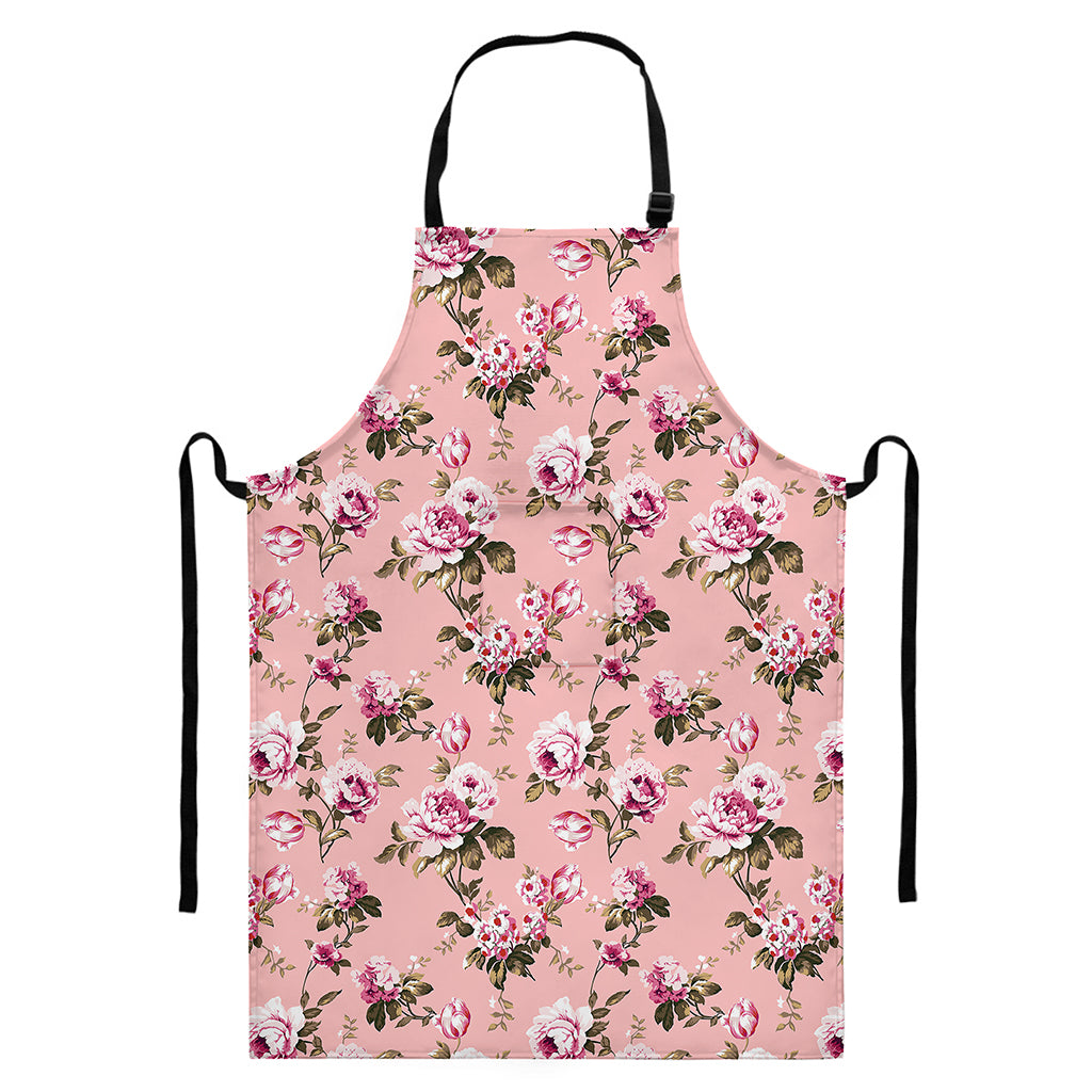 Shabby Chic Vintage Floral Print Bib Apron With Pocket