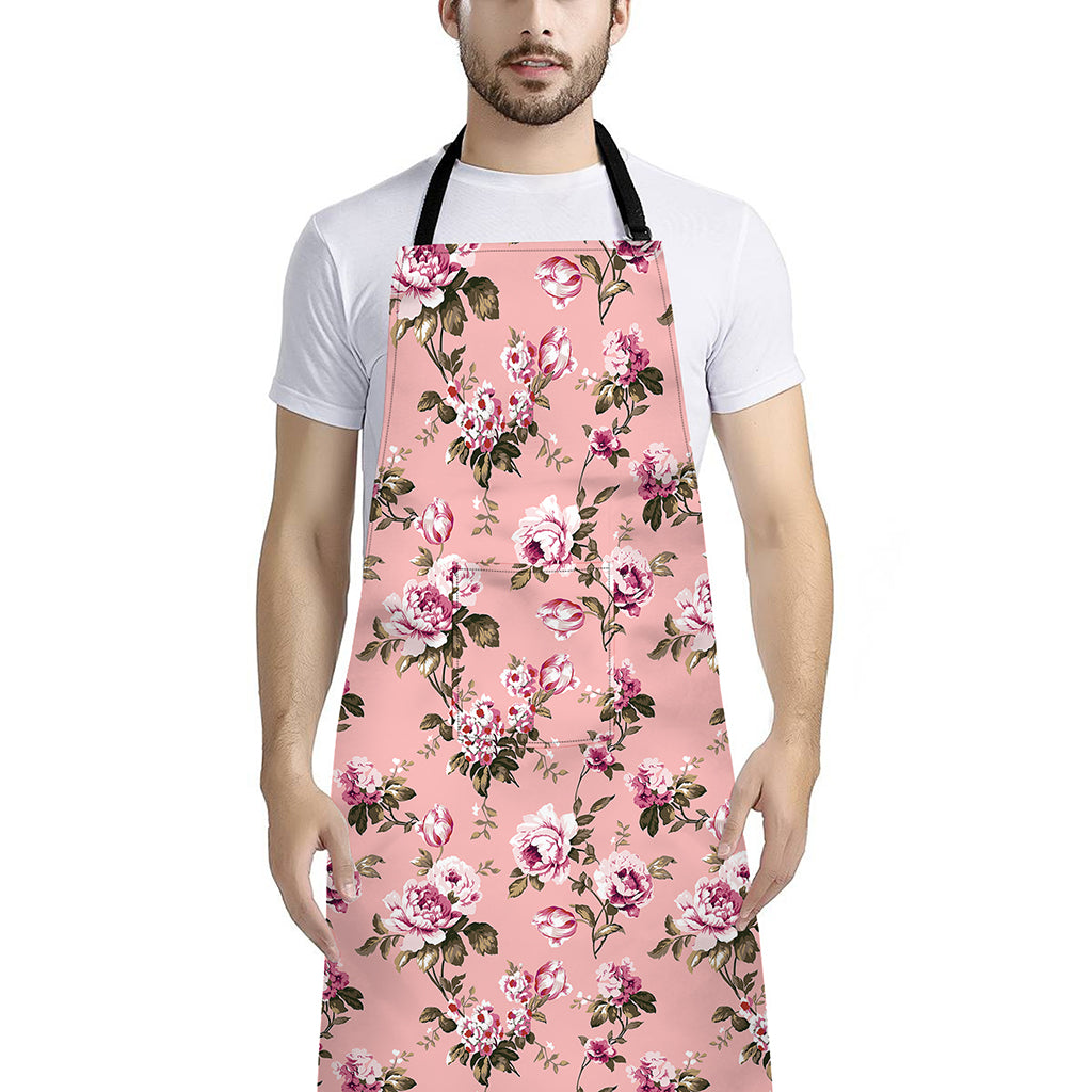 Shabby Chic Vintage Floral Print Bib Apron With Pocket