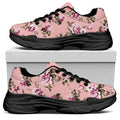 Shabby Chic Vintage Floral Print Black Chunky Shoes