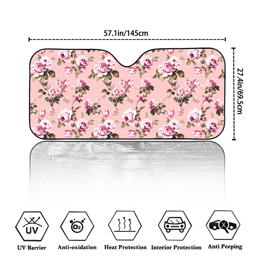 Shabby Chic Vintage Floral Print Car Windshield Sun Shade