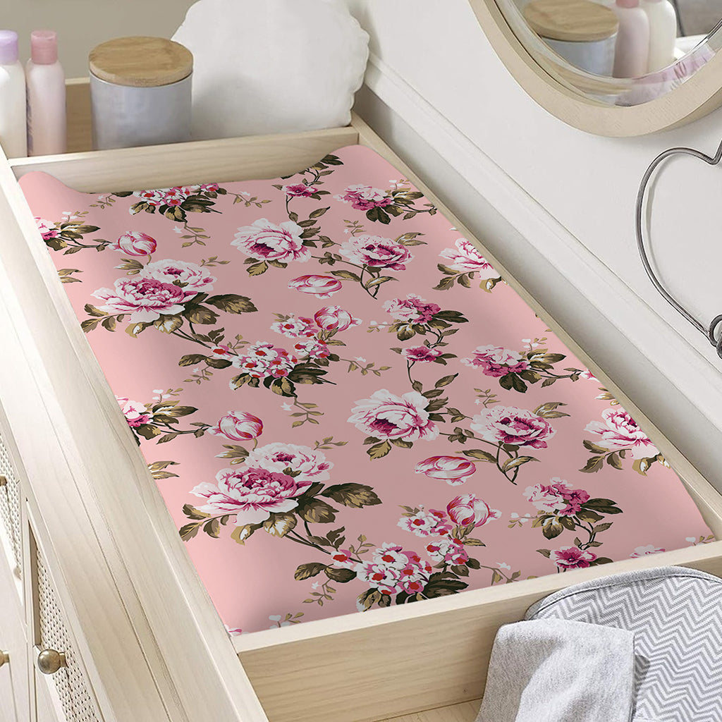Shabby Chic Vintage Floral Print Changing Pad Cover