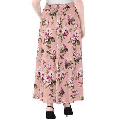 Shabby Chic Vintage Floral Print Chiffon Maxi Skirt