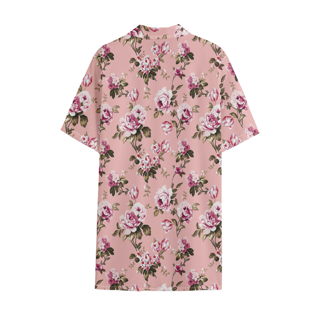 Shabby Chic Vintage Floral Print Cotton Hawaiian Shirt