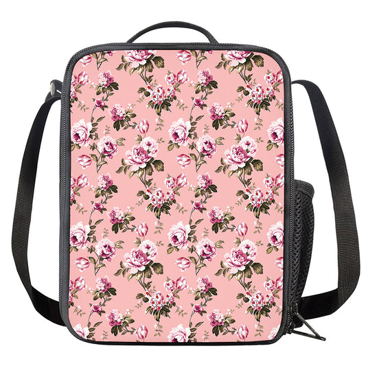 Shabby Chic Vintage Floral Print Crossbody Lunch Bag