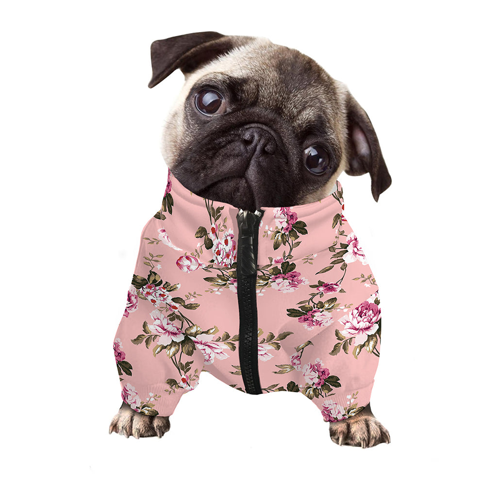Shabby Chic Vintage Floral Print Dog Zip Up Jacket