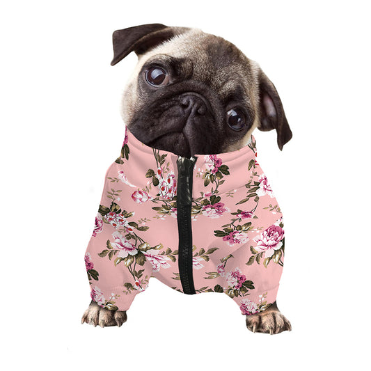 Shabby Chic Vintage Floral Print Dog Zip Up Jacket