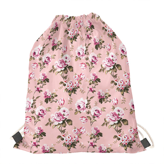 Shabby Chic Vintage Floral Print Drawstring Bag