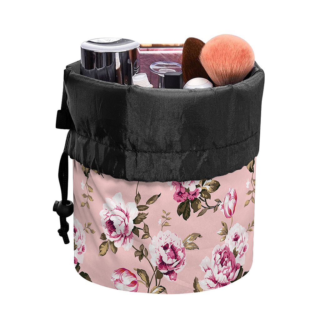 Shabby Chic Vintage Floral Print Drawstring Makeup Bag