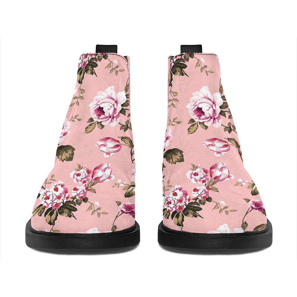 Shabby Chic Vintage Floral Print Flat Ankle Boots