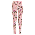 Shabby Chic Vintage Floral Print High-Waisted Pocket Leggings