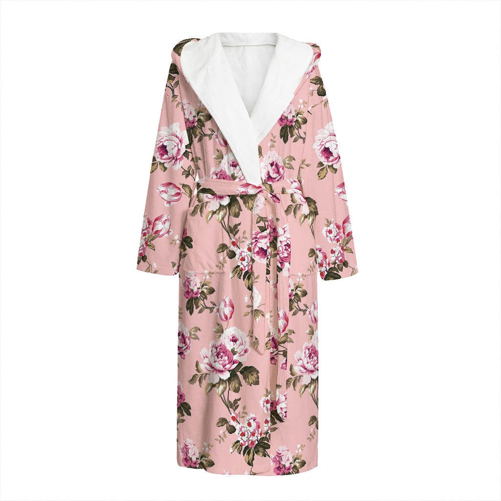 Shabby Chic Vintage Floral Print Hooded Bathrobe