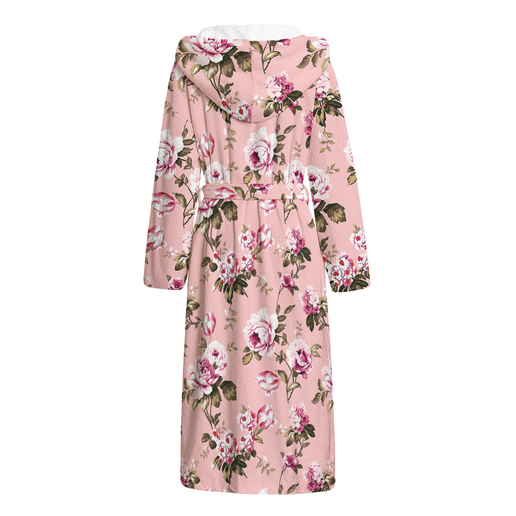 Shabby Chic Vintage Floral Print Hooded Bathrobe