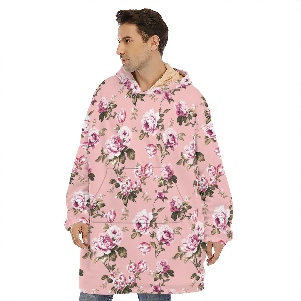 Shabby Chic Vintage Floral Print Hoodie Blanket