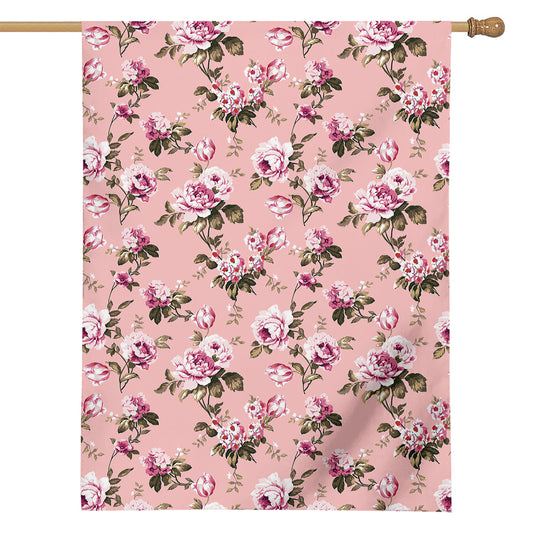 Shabby Chic Vintage Floral Print House Flag