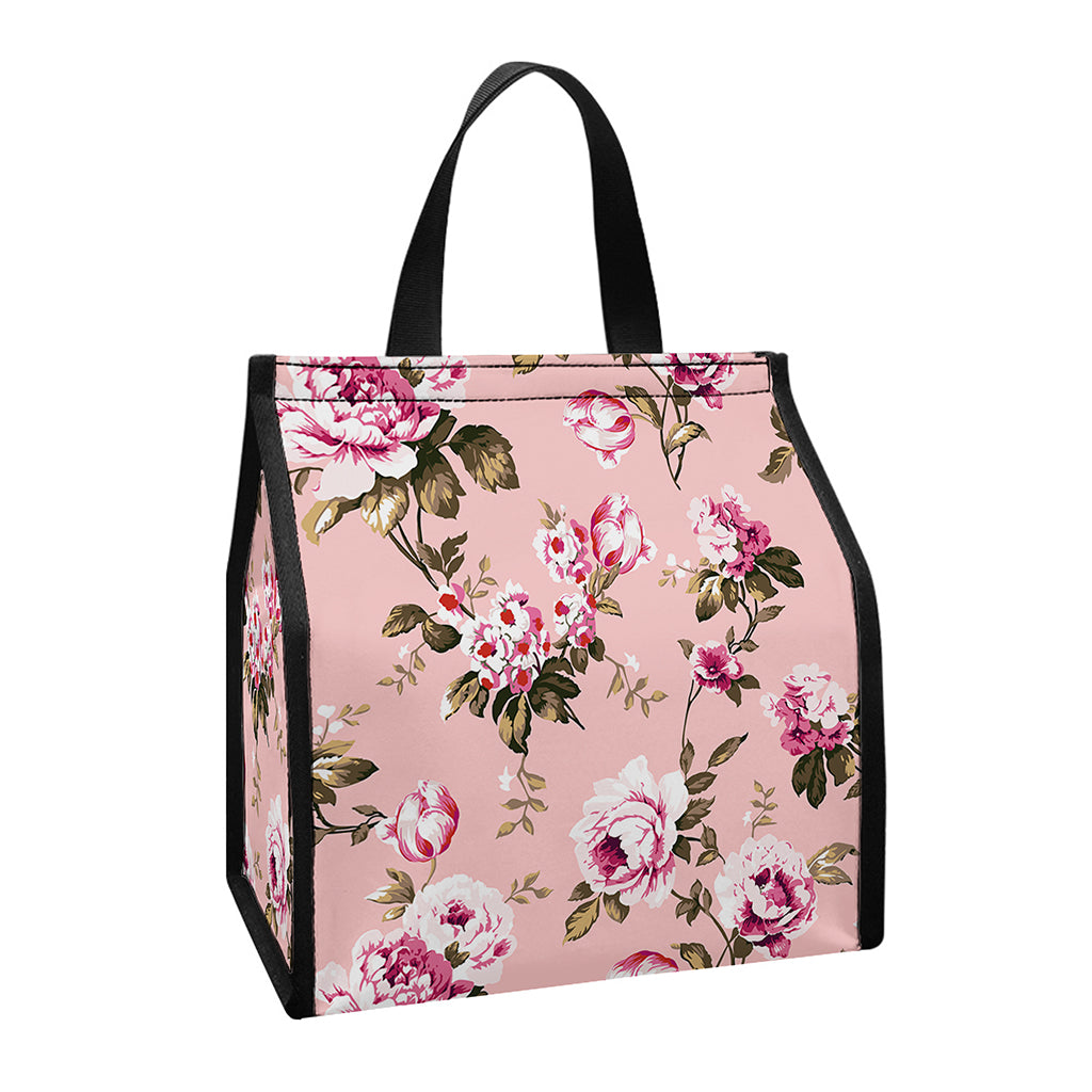 Shabby Chic Vintage Floral Print Insulated Lunch Tote