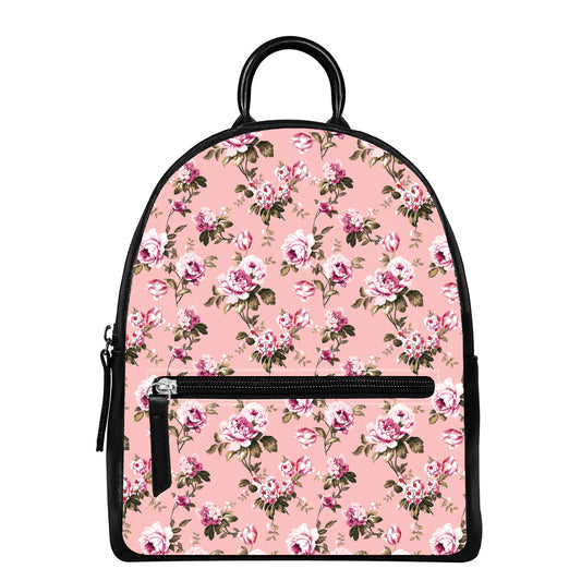 Shabby Chic Vintage Floral Print Leather Backpack