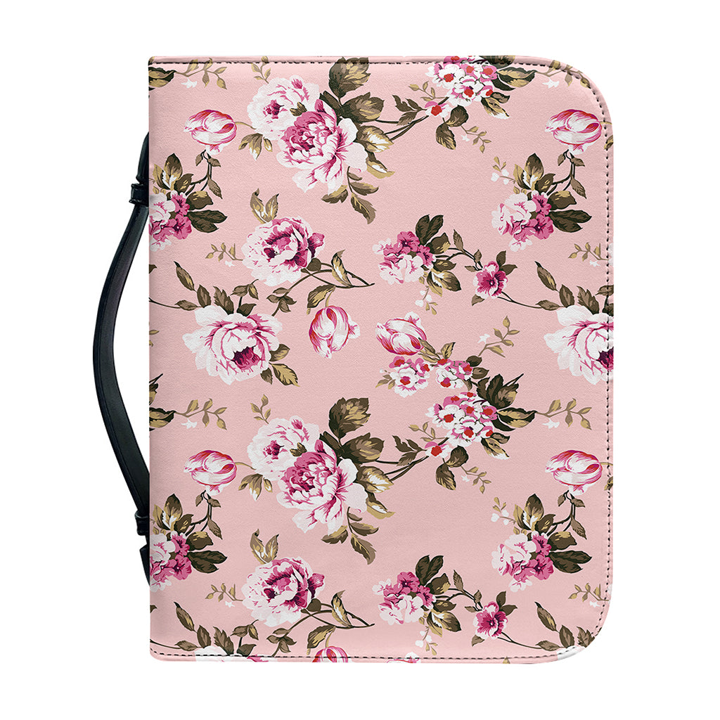 Shabby Chic Vintage Floral Print Leather Bible Cover