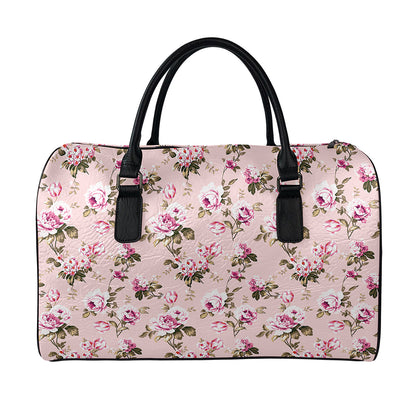 Shabby Chic Vintage Floral Print Leather Duffle Bag