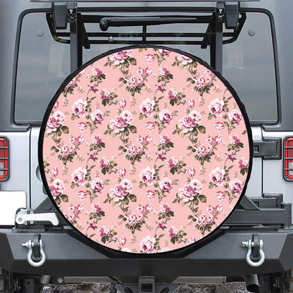Shabby Chic Vintage Floral Print Leather Spare Tire Cover