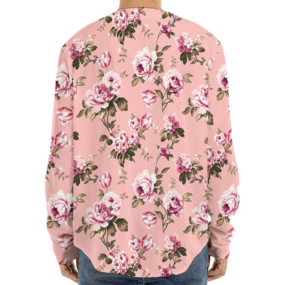 Shabby Chic Vintage Floral Print Long Sleeve Baseball Jersey