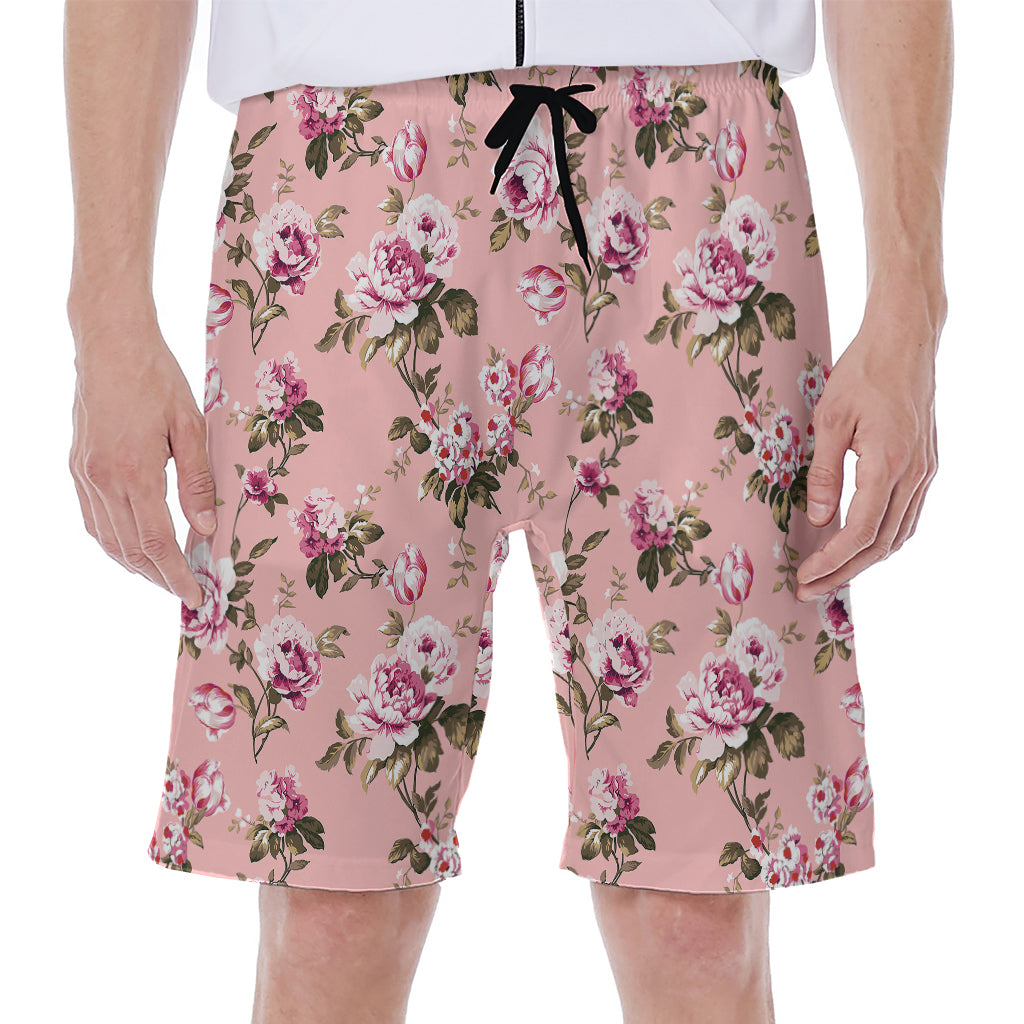 Shabby Chic Vintage Floral Print Men's Beach Shorts