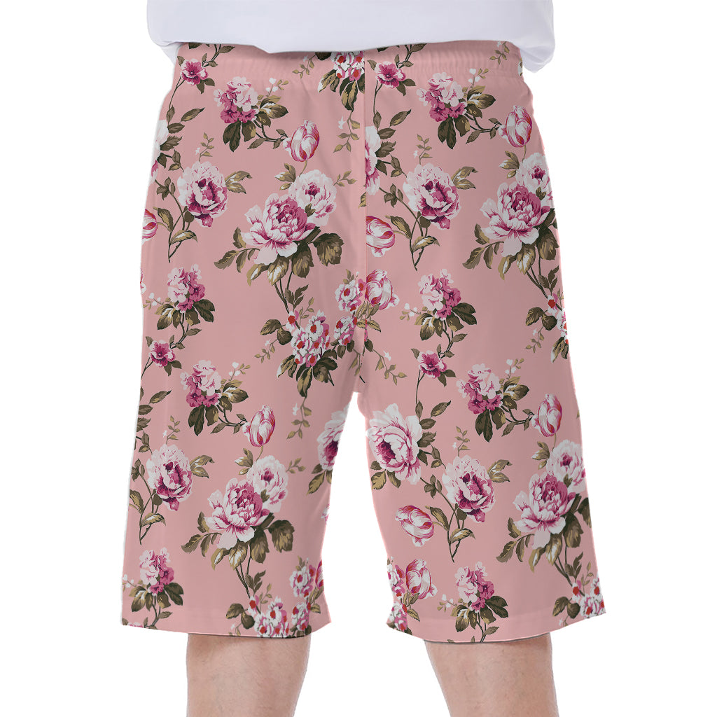Shabby Chic Vintage Floral Print Men's Beach Shorts